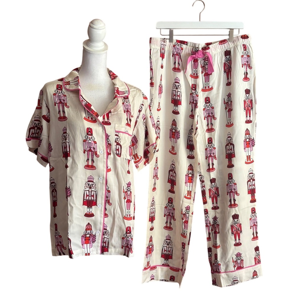 Katie Kime Pink Nutcracker Pajama Set Large NWT Holiday Whimsical Feminine